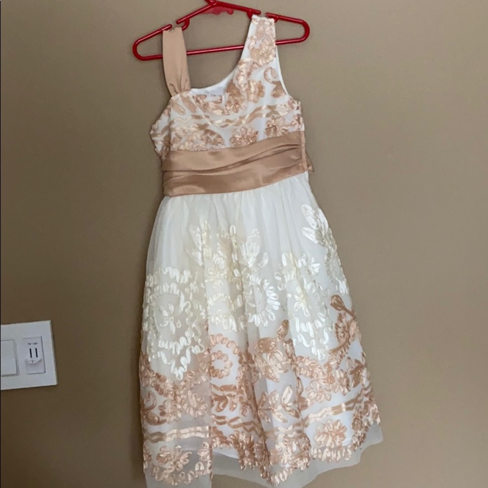 Gold/cream little girl dress